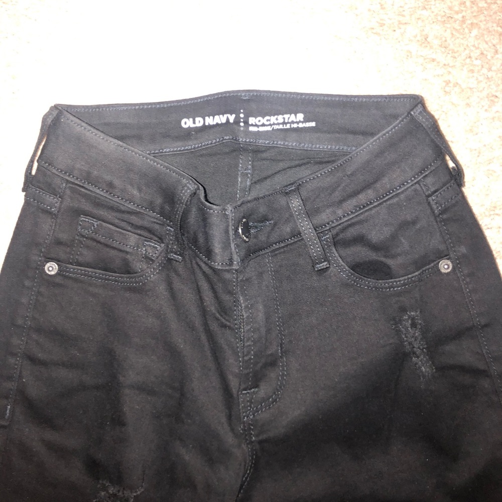 Old navy rockstar distressed black denim